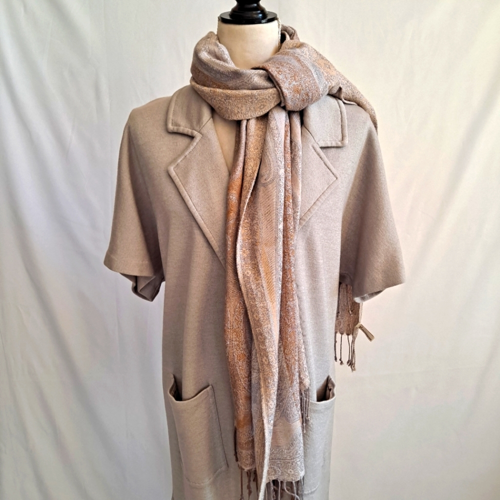 Collection Eighteen Silver and Gold Threading Scarf